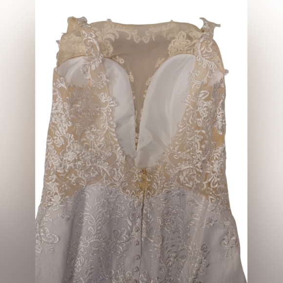 Chong Xiao NWT Mermaid Sweetheart Lined Lacey White Wedding Gown Size XL - Picture 10 of 14